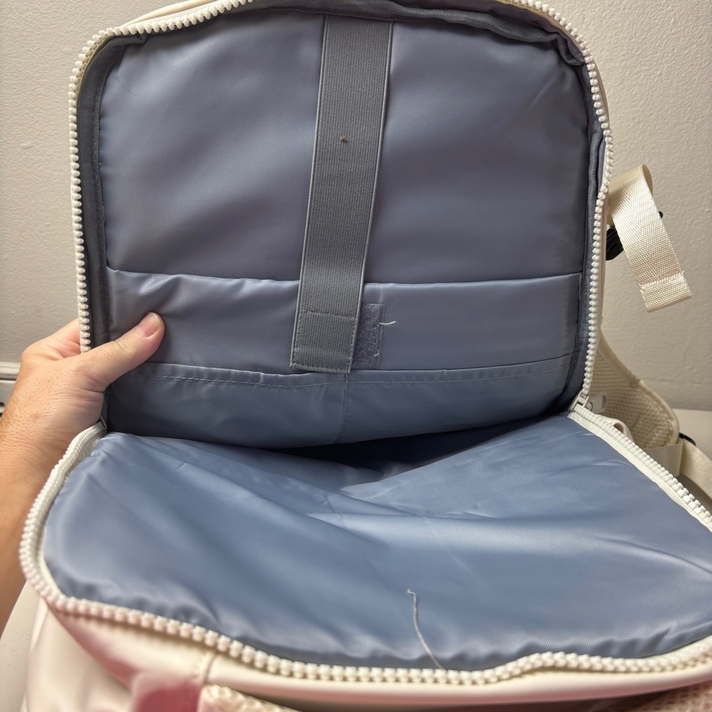 Unisex cream backpack, NWT, shoe pocket, travel, gym, laptop pocket, school - Picture 5 of 10